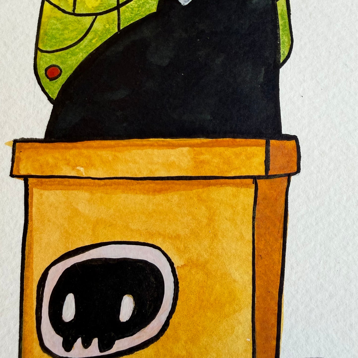 Cat in a Flower Pot Illustration 2