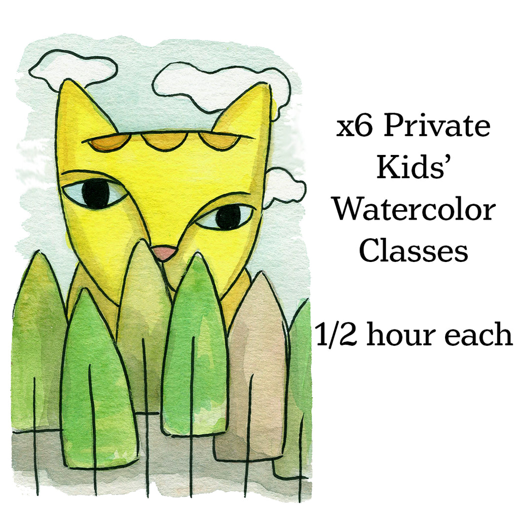 Class-6 Kids' Private Watercolor lessons
