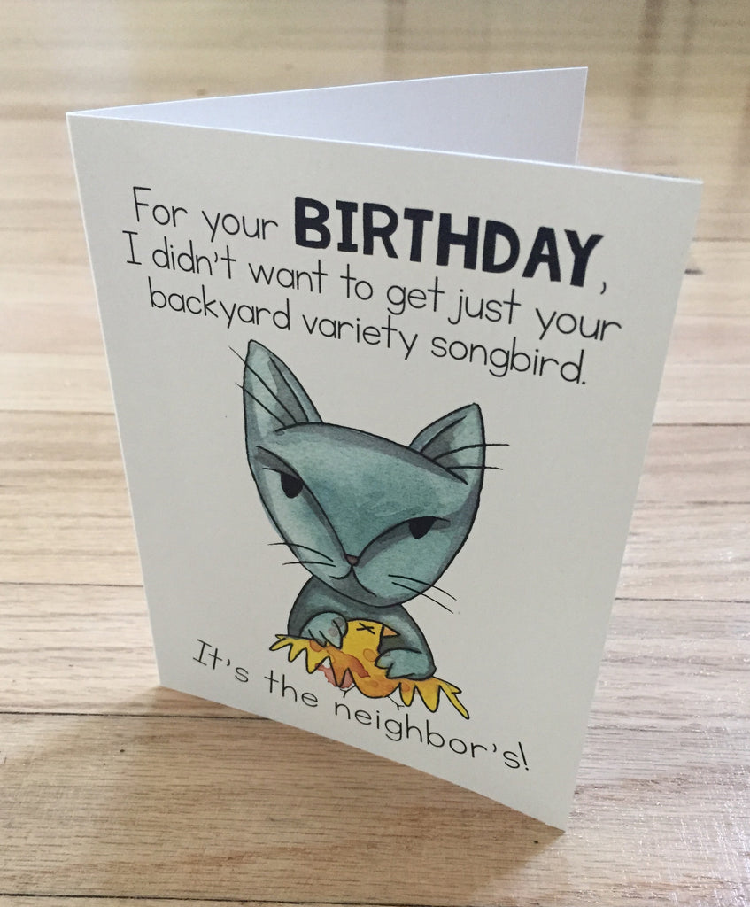 Happy Birthday! Backyard Variety Songbird card – Cat People Press
