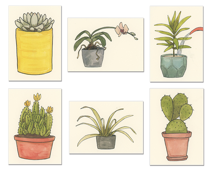 6 Plant Postcards