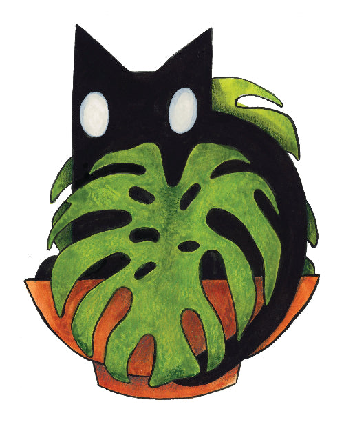 Cat and a Monstera 8x10 Print