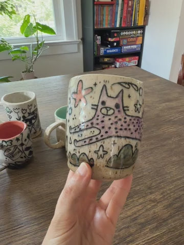 Purple Cat Pencil Holder