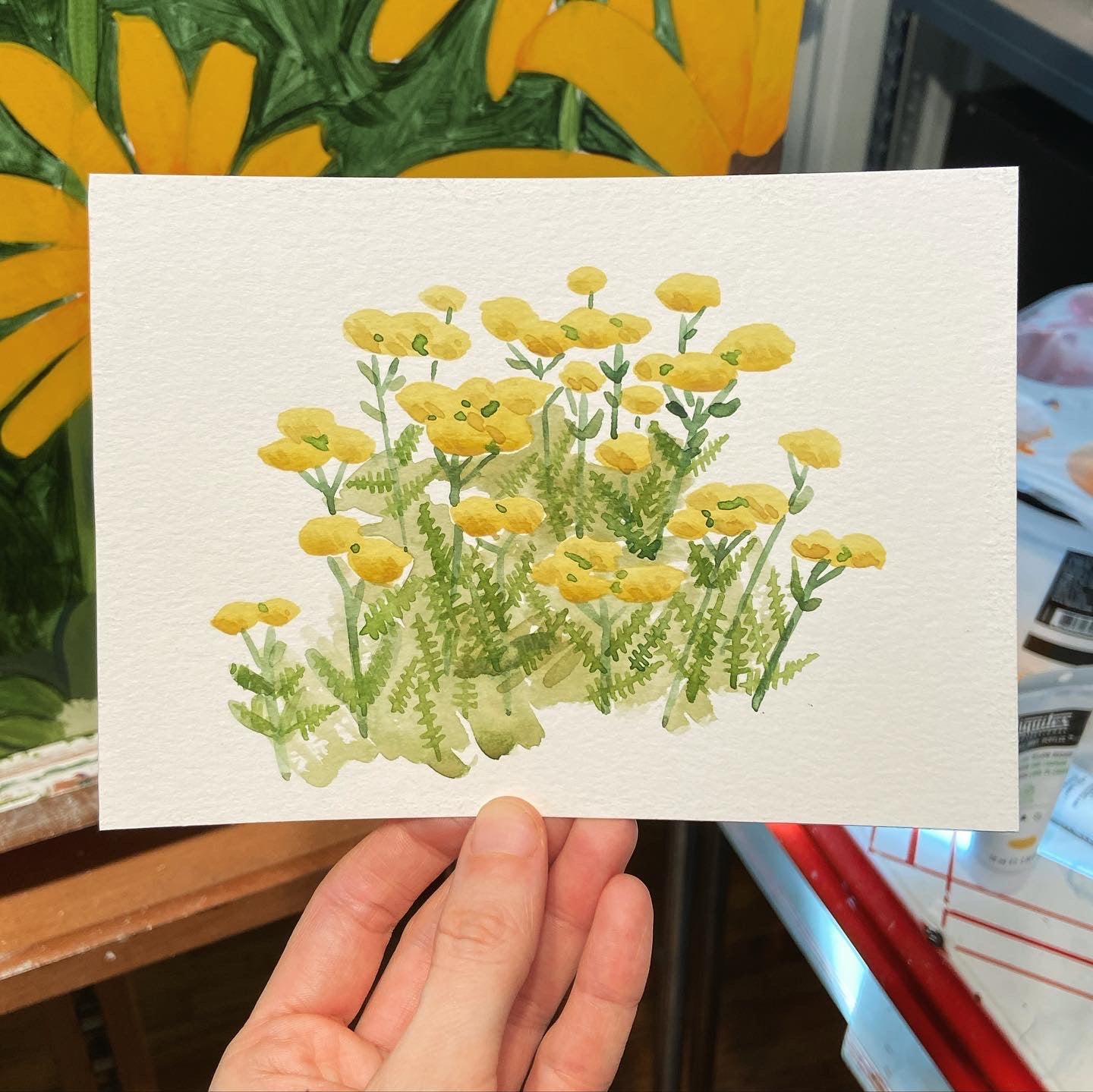 Yellow Yarrow Original Watercolor