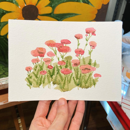 Red Yarrow Original Watercolor