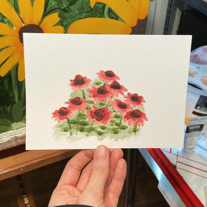 Red Coneflower Original Watercolor