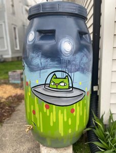 Rain Barrel with Cat Aliens