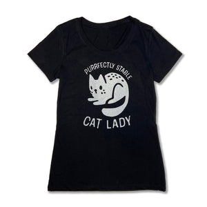 Purrfectly Stable Cat Lady T shirt (Black)