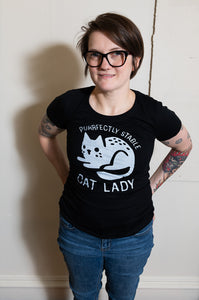 Purrfectly Stable Cat Lady T shirt (Black)