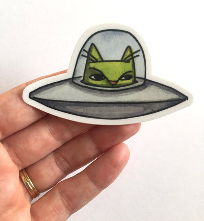 Space Alien Cat Sticker