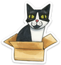 Tuxedo Cat in Box Sticker